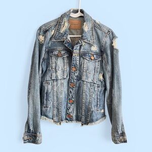Blank NYC Distressed Denim Jacket Size XS